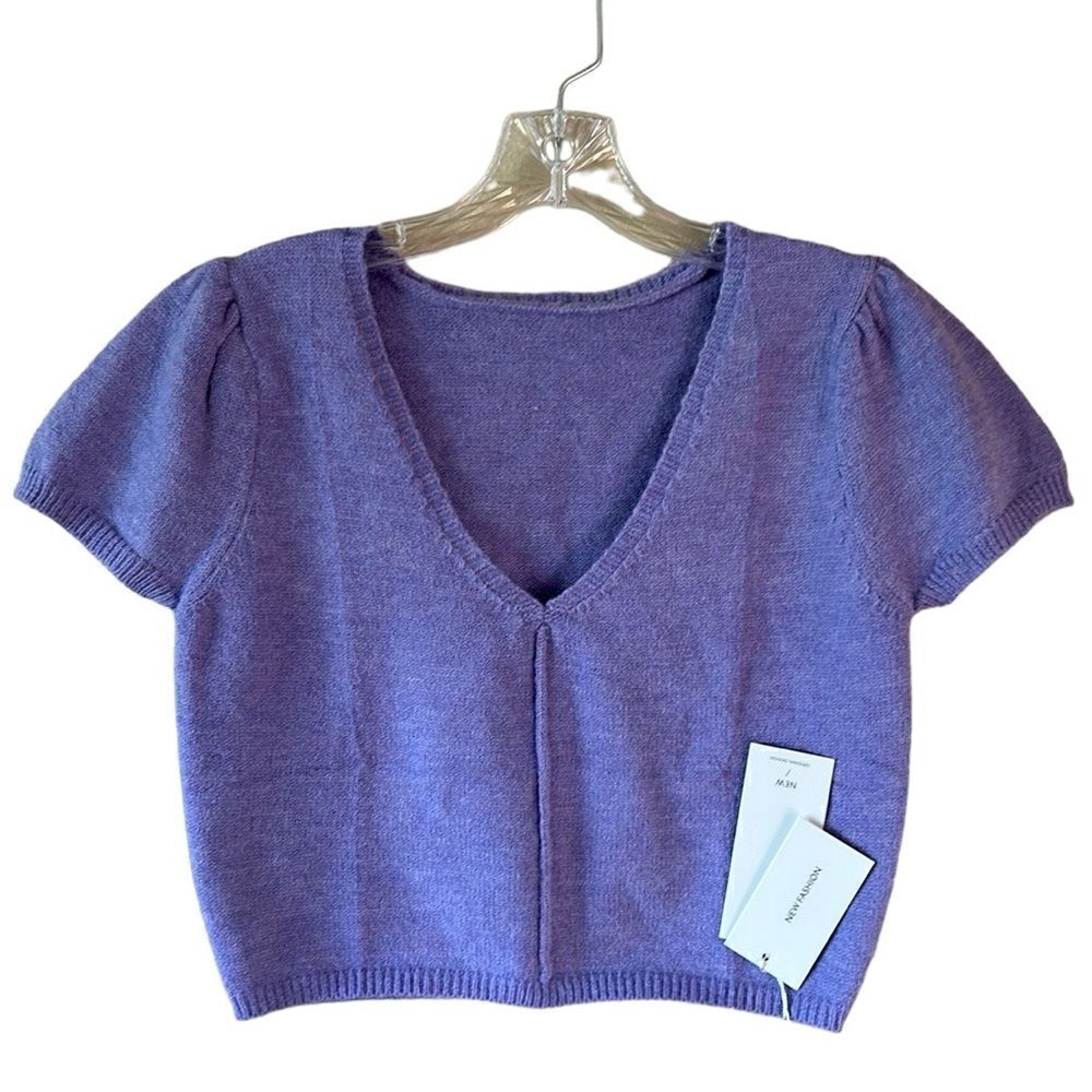 NEW Fashion Purple V Neck Sweater